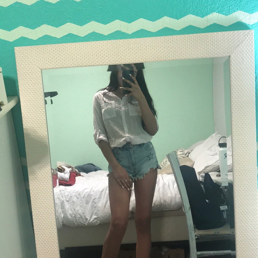 Pink striped button up